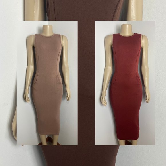 Dresses & Skirts - Solid Bodycon Midi Dress